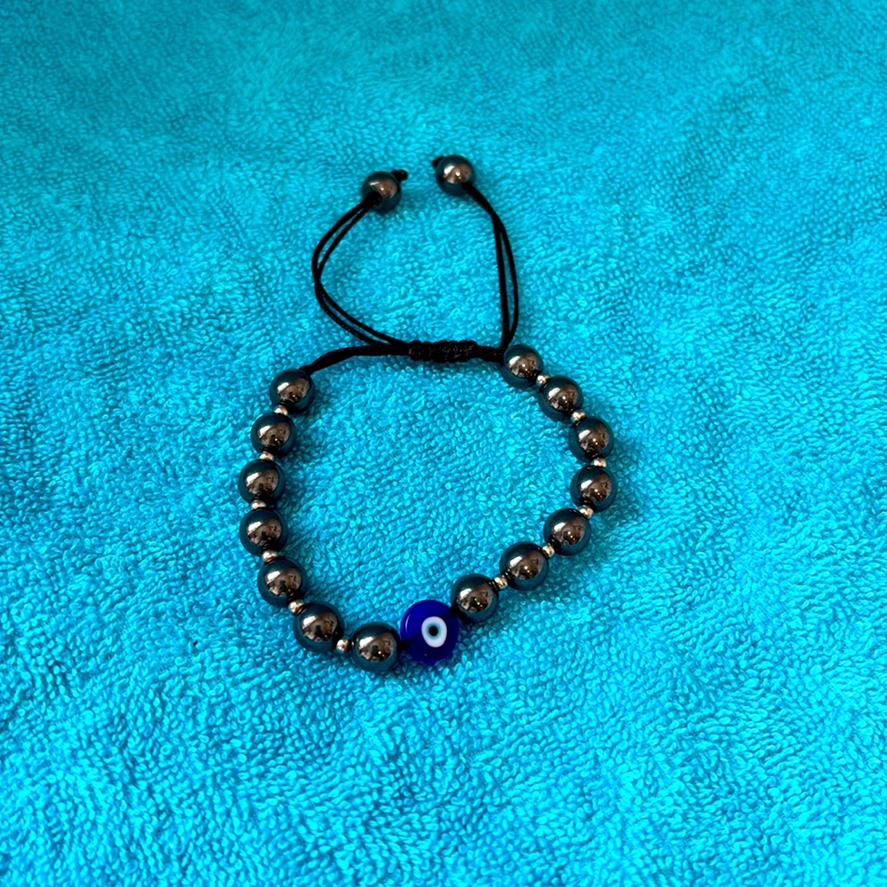 Hematite evil eye bracelet